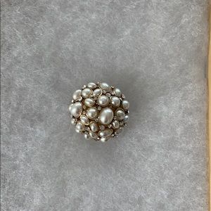 Statement pearl and diamond cluster ring